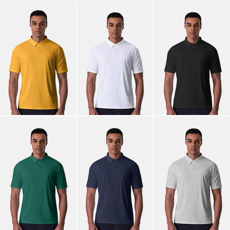 Mens Sun-Protective Quick-Drying Polo Shirt With A Turn-Down Collar And Short Sleeves