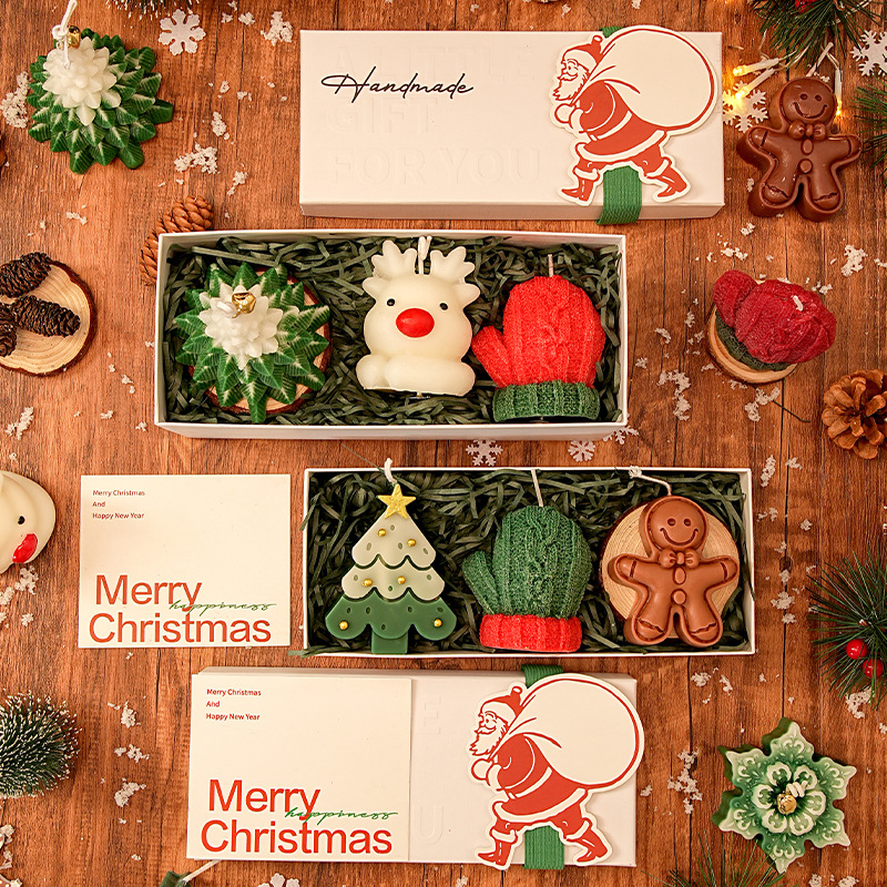 Christmas Scented Candle Gift Set Aromatherapy Wax Snowman Reindeer Tree Gingerbread…