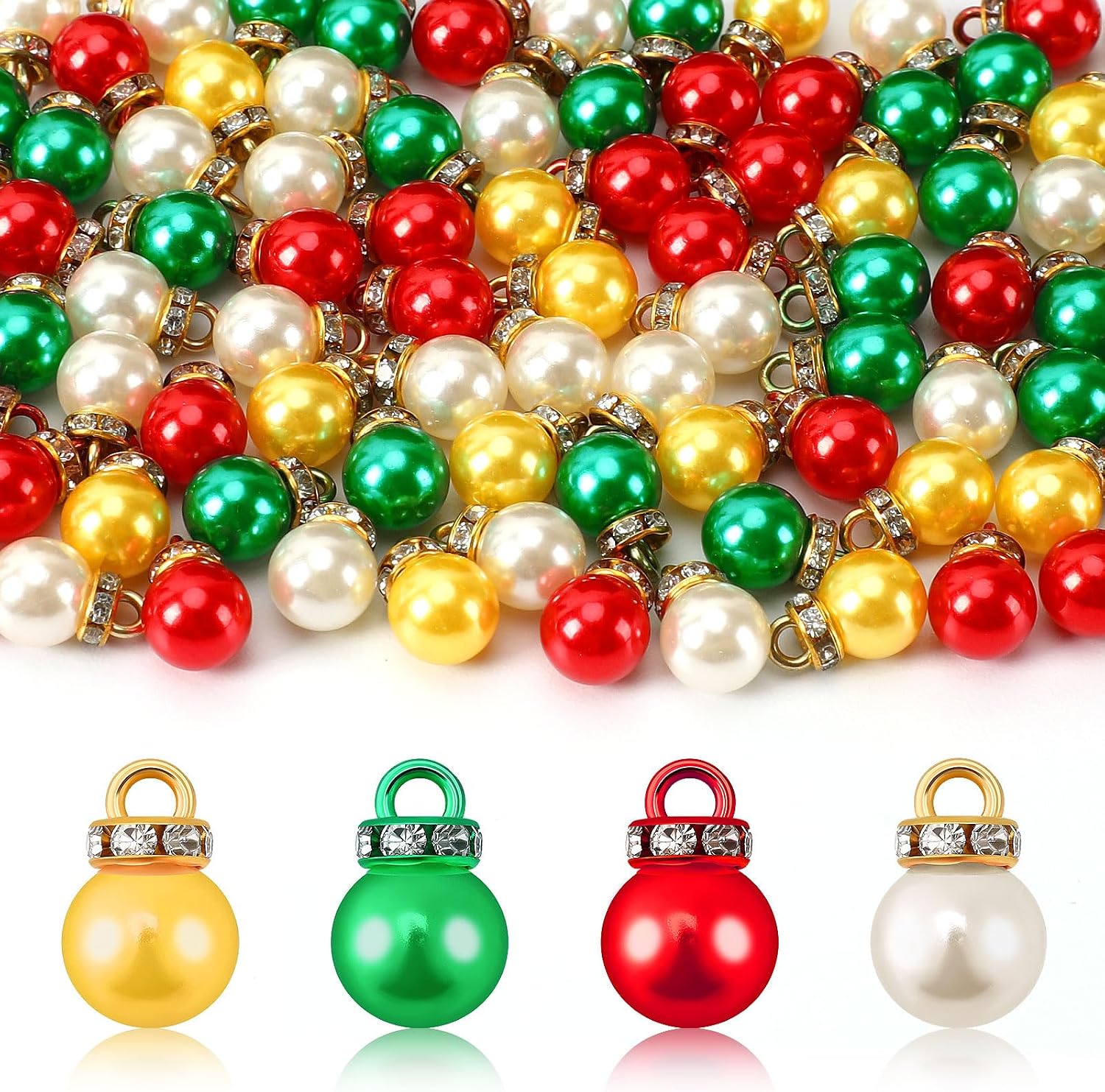 Christmas Mini Ornaments 90 Units, Multicolor Faux Pearl Decorations For Christmas Tree…
