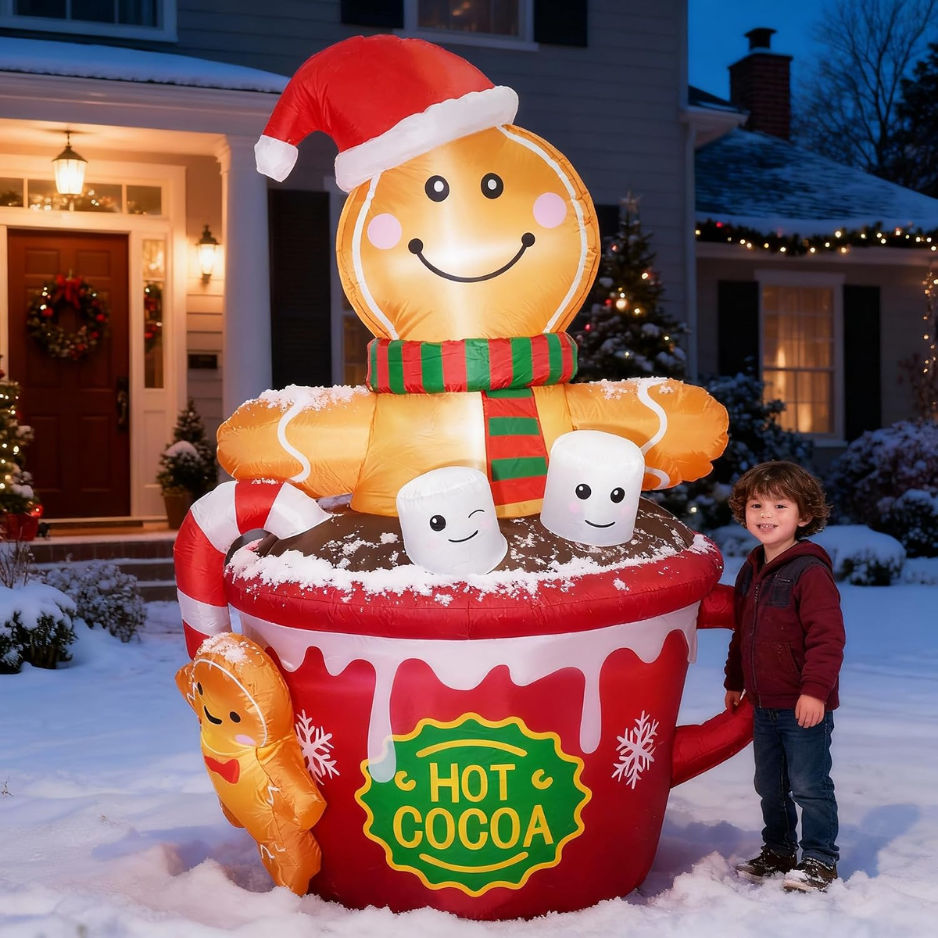 6 FT Christmas Inflatables Outdoor Decorations, Cute Christmas Blow Up Yard Decorations…