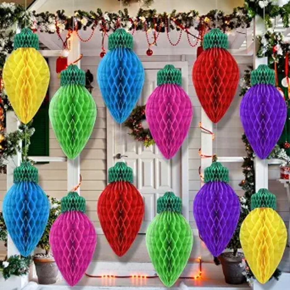 12-Pack 12 In Jumbo Christmas Honeycomb Hanging Party Decorations