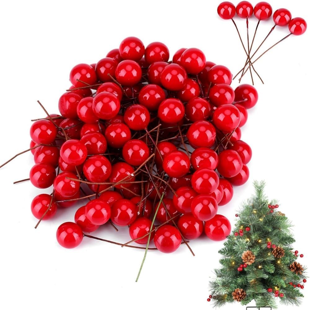 Artificial Red Cherries 200 Units, Faux Fruit Decorations For Fruit Bowls, Kitchen, Home…