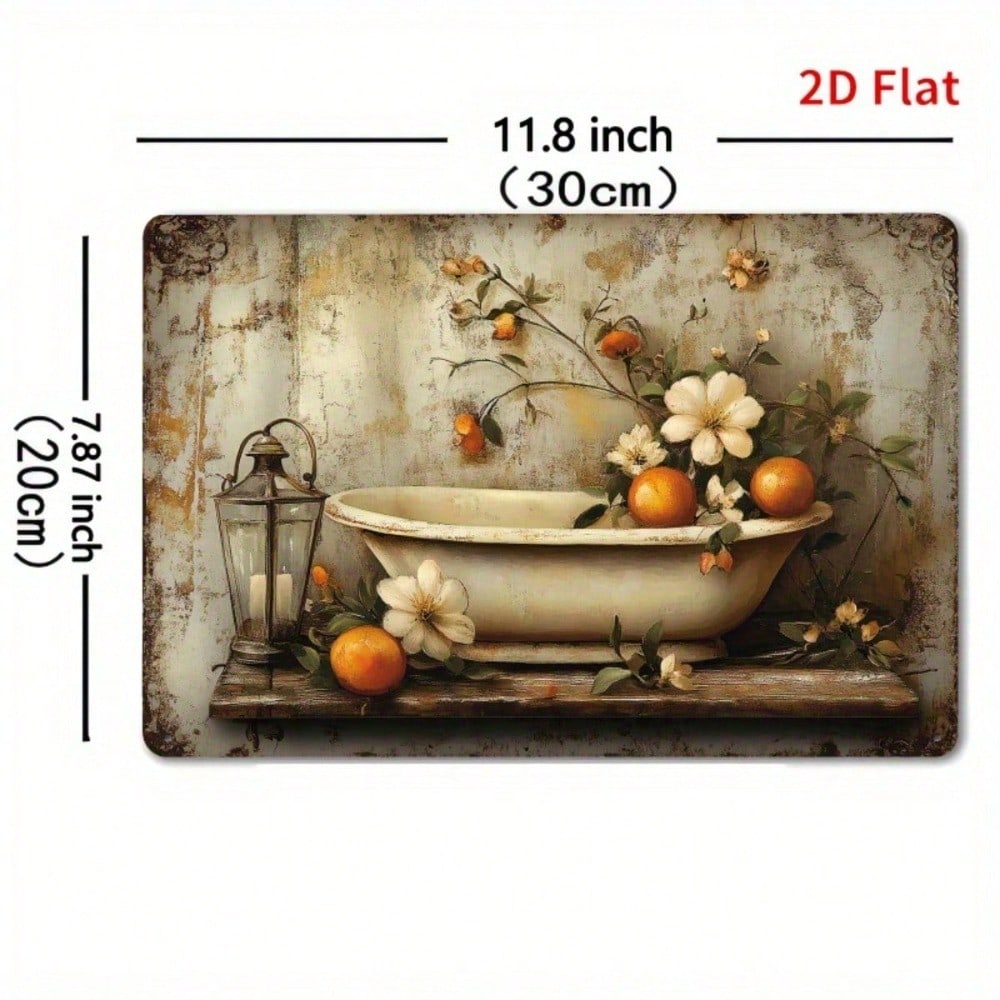 Vintage Orange Wall Sign 12x8, Metal Wall Art Modern Minimalist 2D Flat Decor