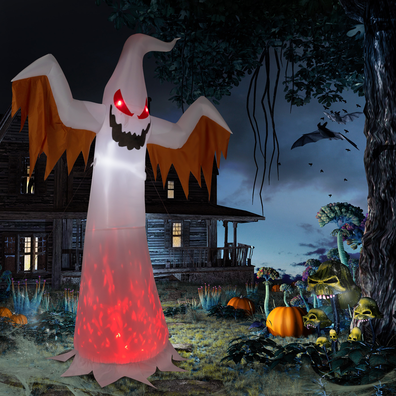Replace 50904039 12ft 4pcs LED Lights Giant Scary Ghost Flames And Flashing Red Eyes…