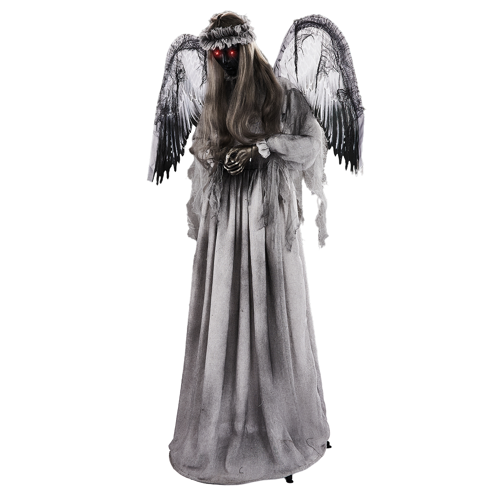 5.7-foot Halloween Weeping Angel Decoration With Red Light Eyes, Sound Activated…