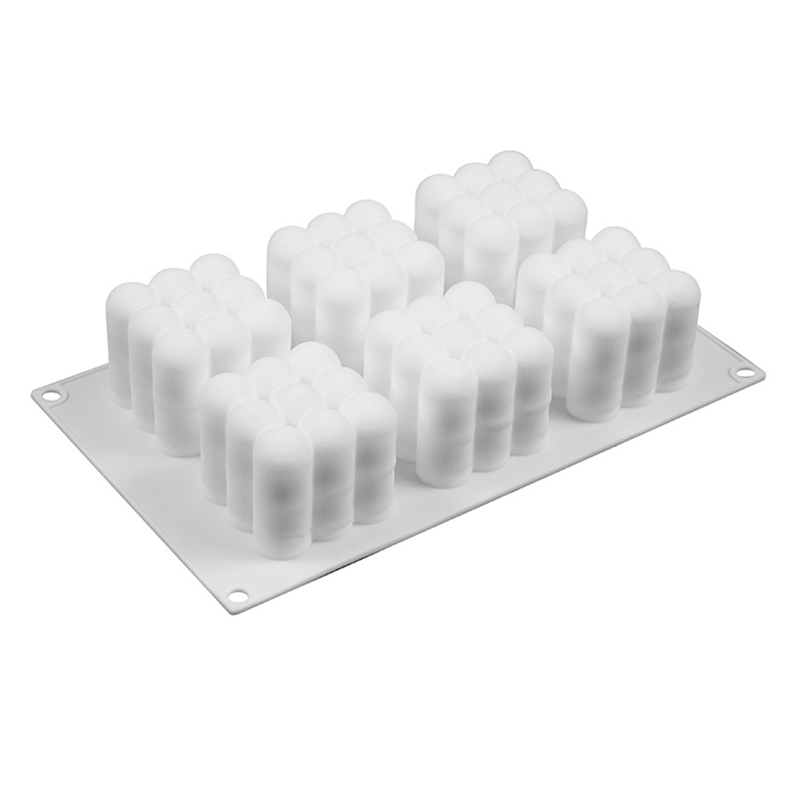 2-Pack 6 Cavities 3D Cube Candle Mould Silicone Square Bubble Dessert Mold