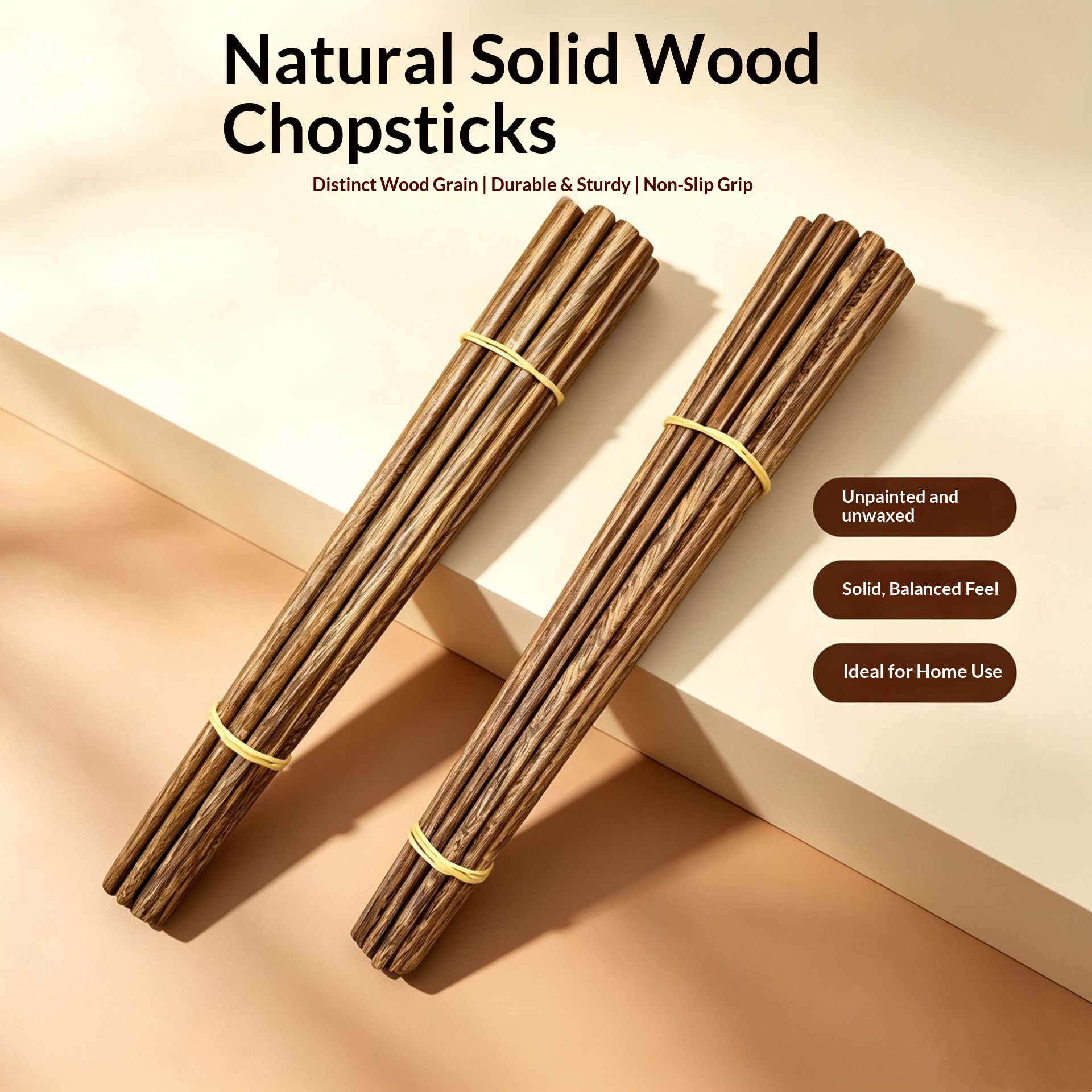 Unpainted Unwaxed Wooden Chopsticks For Home Kitchens
