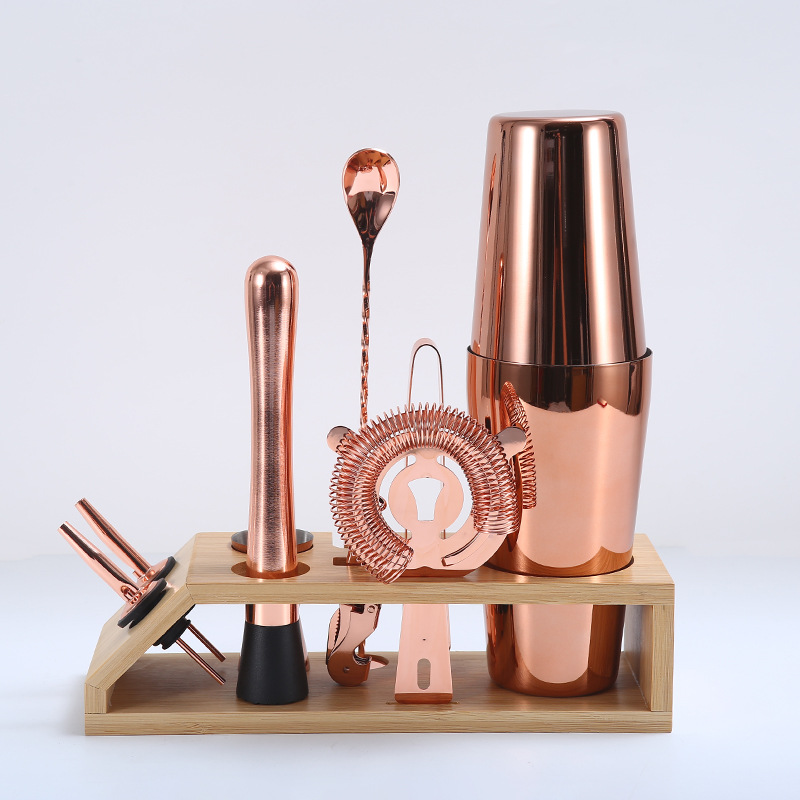 Creative Boston Bartending Set Rose Gold Cocktail Bartending Tools Stainless Steel Shaker…