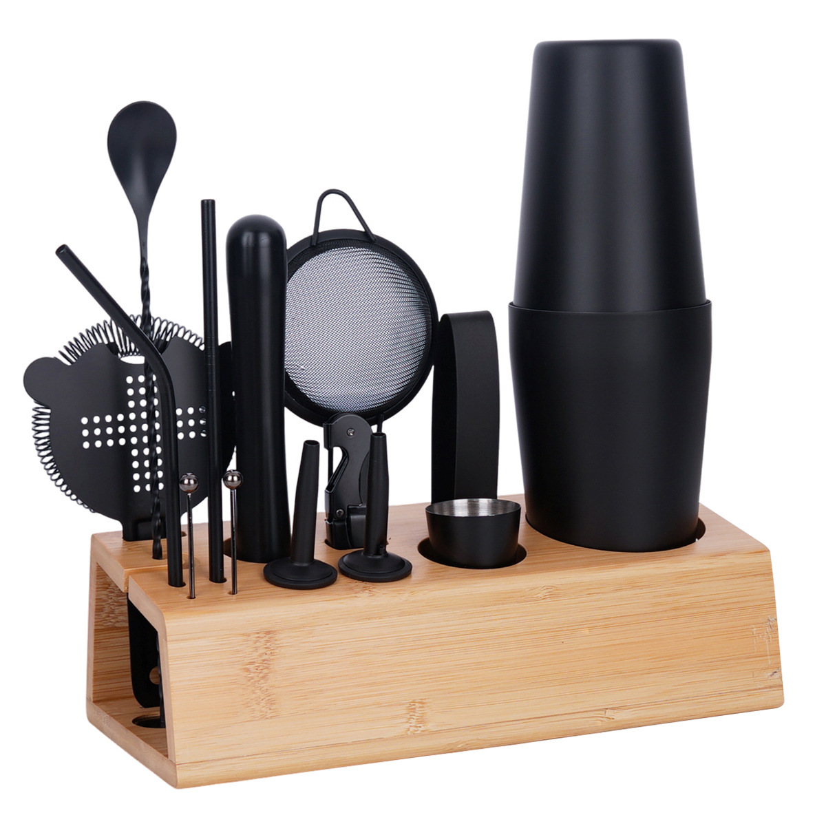Bartender Suit Bar Tools Cocktail Making Boston Sub Black 15 Piece Set Cocktail Shaker…
