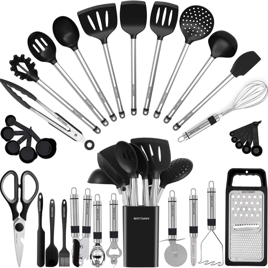 Kitchen Utensil Set Silicone Cooking Utensils 33 Kitchen Gadgets Spoons For Nonstick…