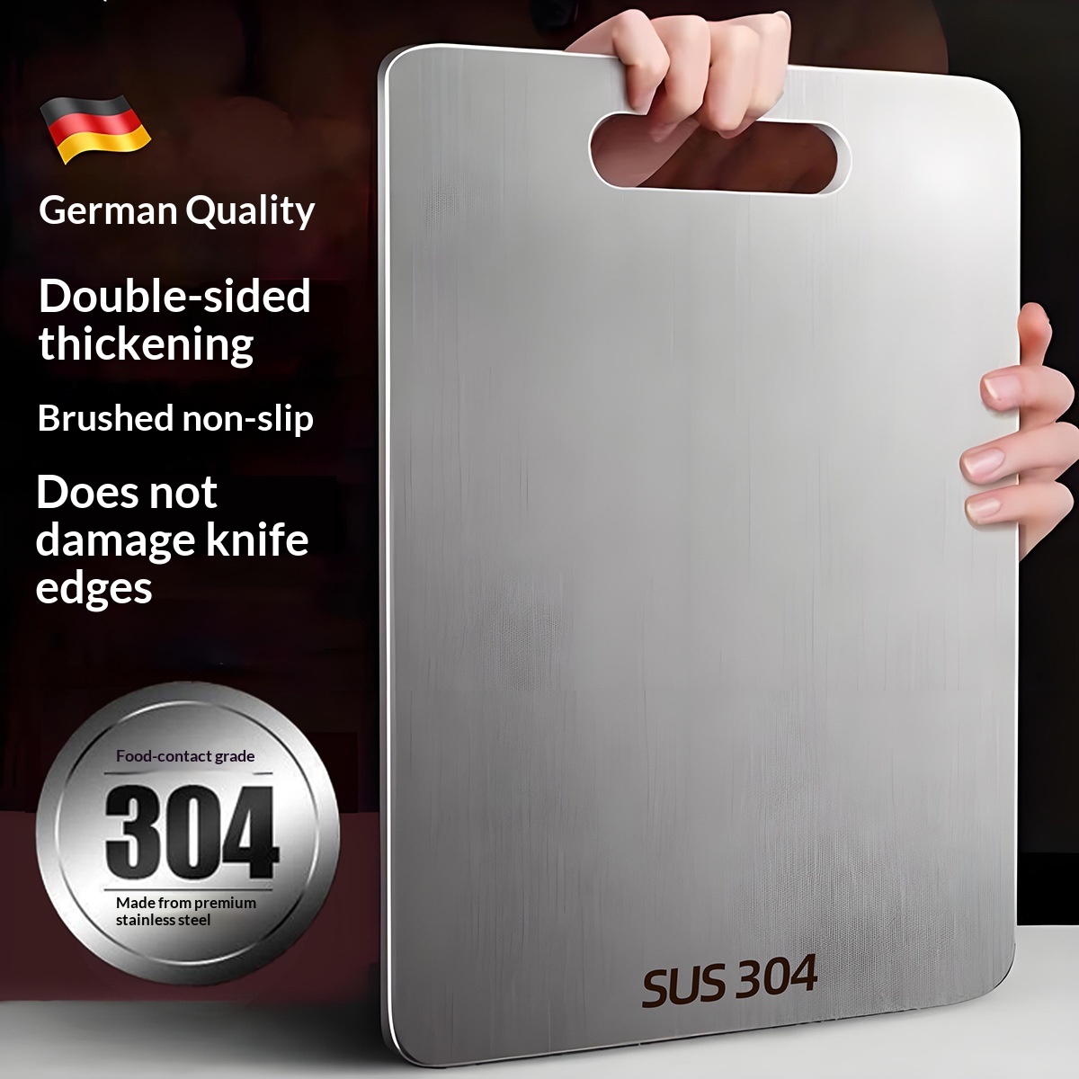 304 Antibacterial Stainless Steel Cutting Board Mold-resistant Double-sided 316 Household…