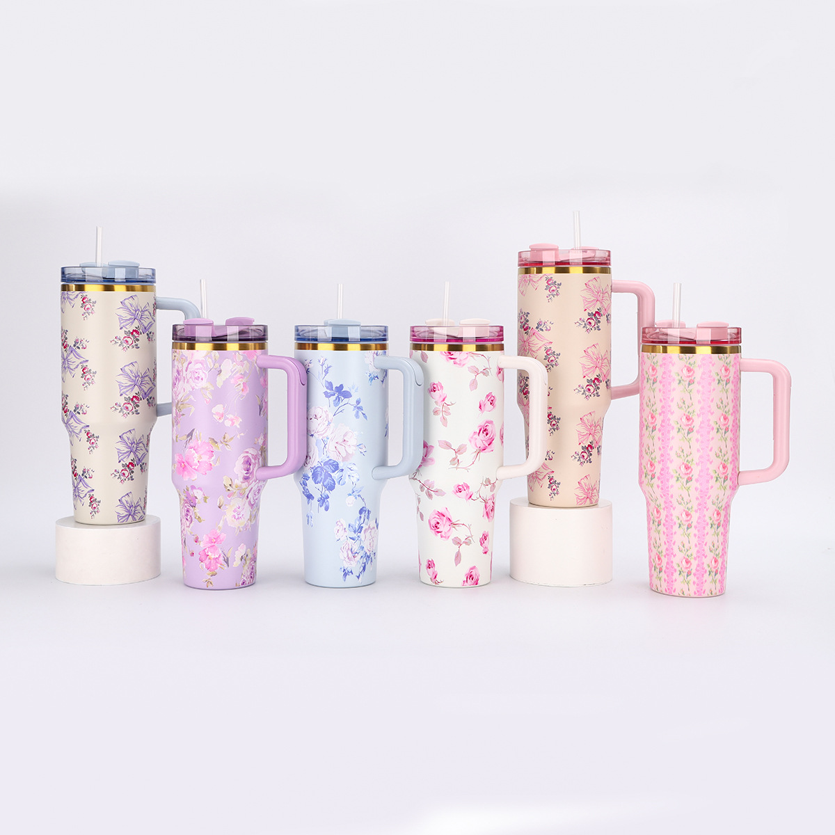 Portable Car Ice Tumbler With Straw Stainless Steel Insulated Cup