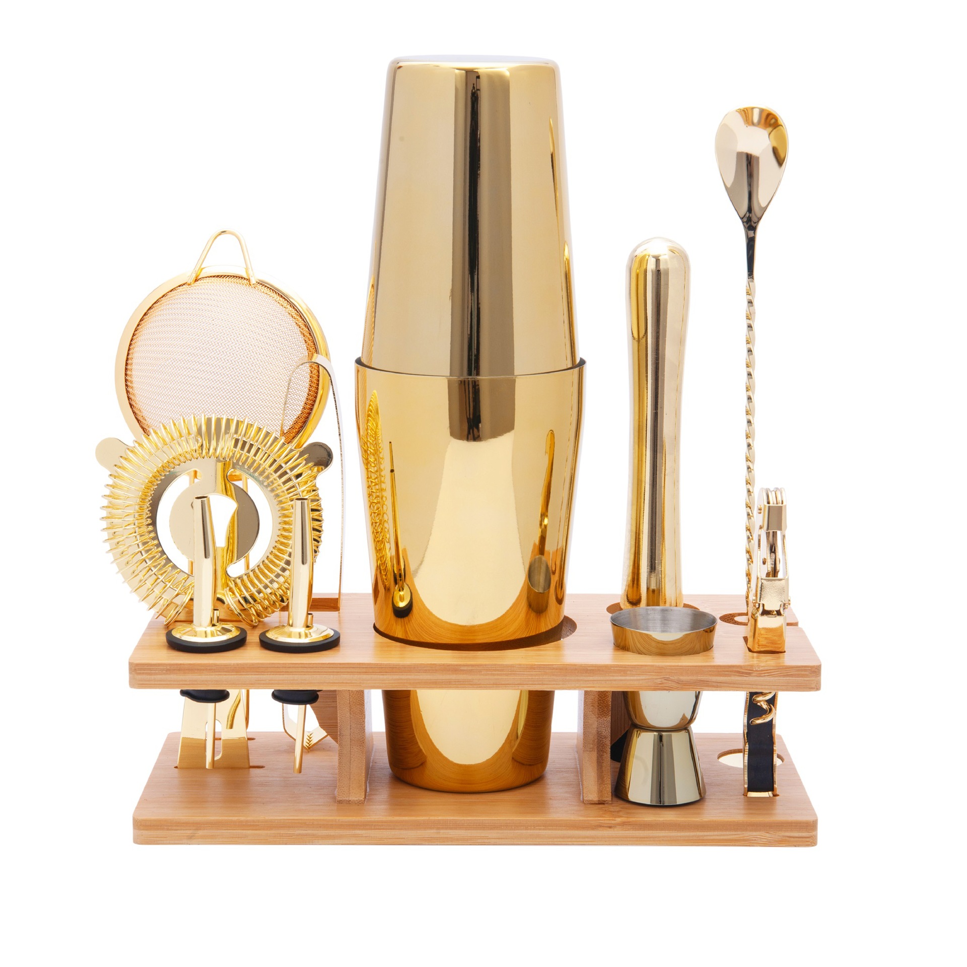 Stainless Steel 11-Piece Gold Cocktail Set Boston Shaker Bartender Tools Bar Cocktail Set