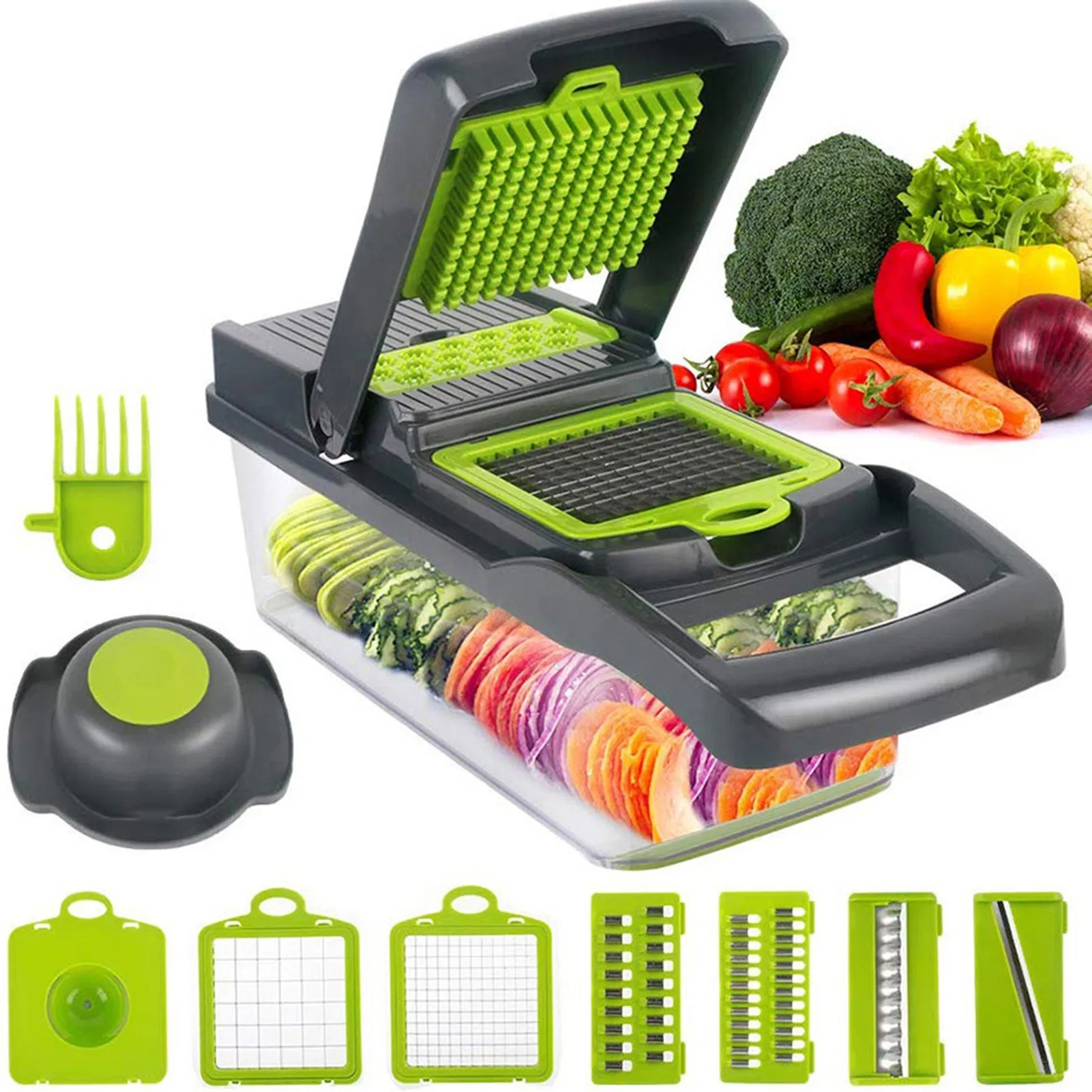 Vegetable Chopper Dicer with Container | Cheese Grater Mandoline Slicer Cabbage Shredder…