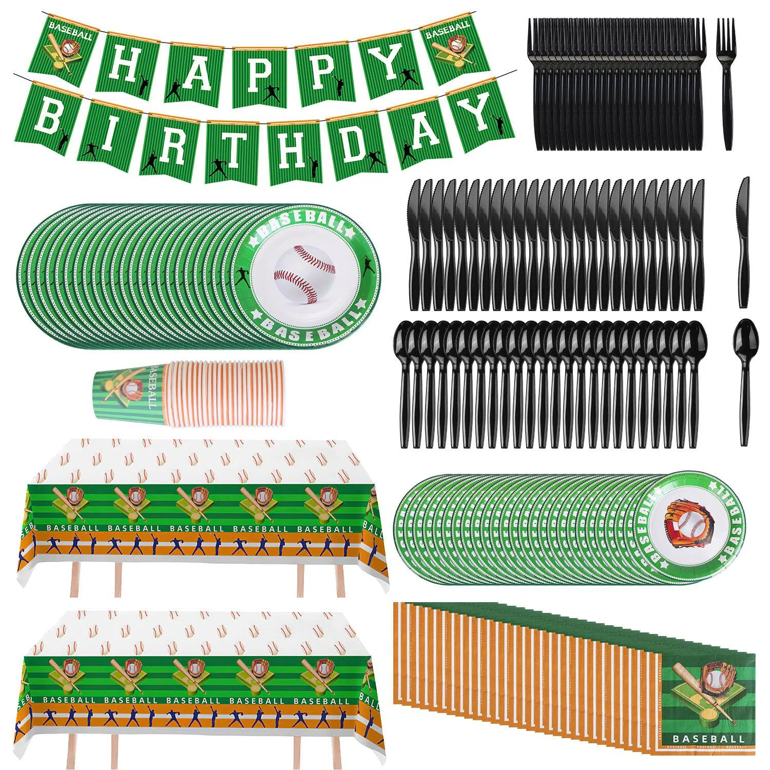 171-Pack Baseball Party Supplies Kit Baseball Birthday Party Disposable Dinnerware Set…
