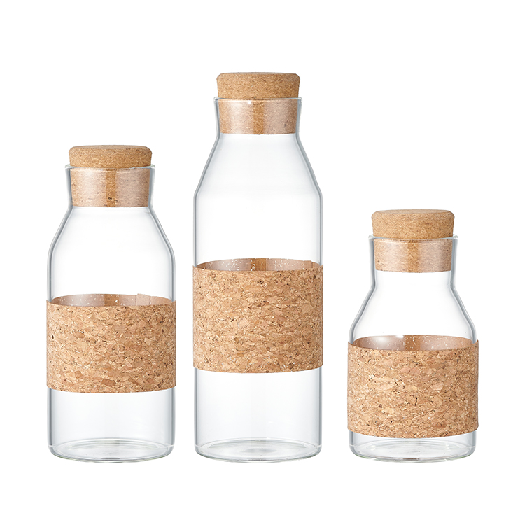 Glass Milk Juice Bottle With Cork Stopper, Multi-size Clear Glass Beverage Jar, Reusable…