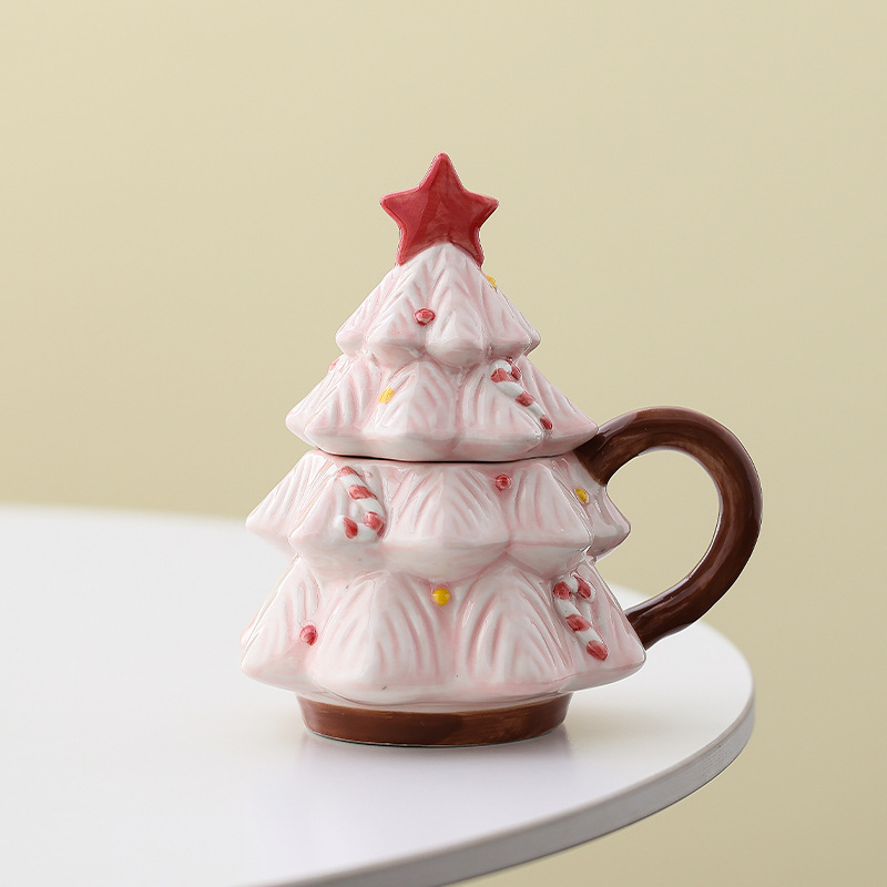 Ceramic Christmas Tree Shaped Mug - Festive Holiday Coffee Cup for Home Decor and Gift