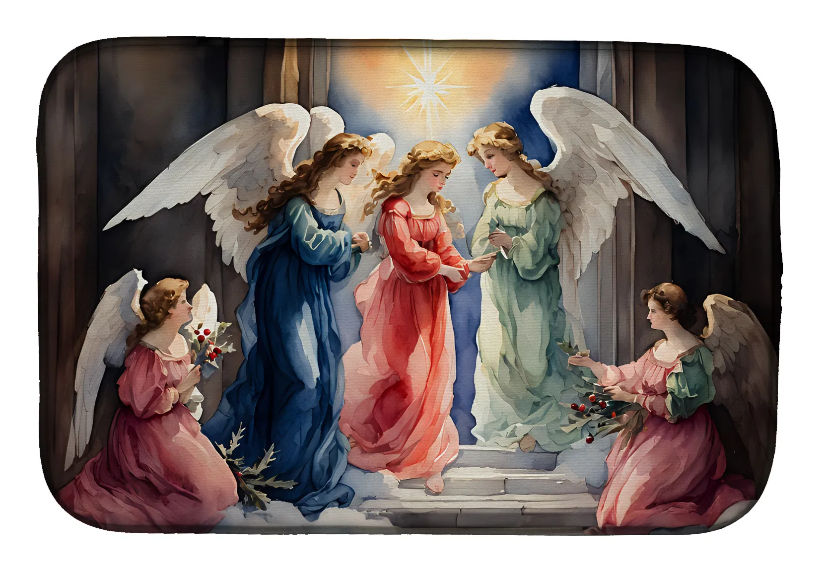 Christmas Angels Dish Drying Mat Absorbent Dish Drying Mat Pad for Kitchen Counter Dish…