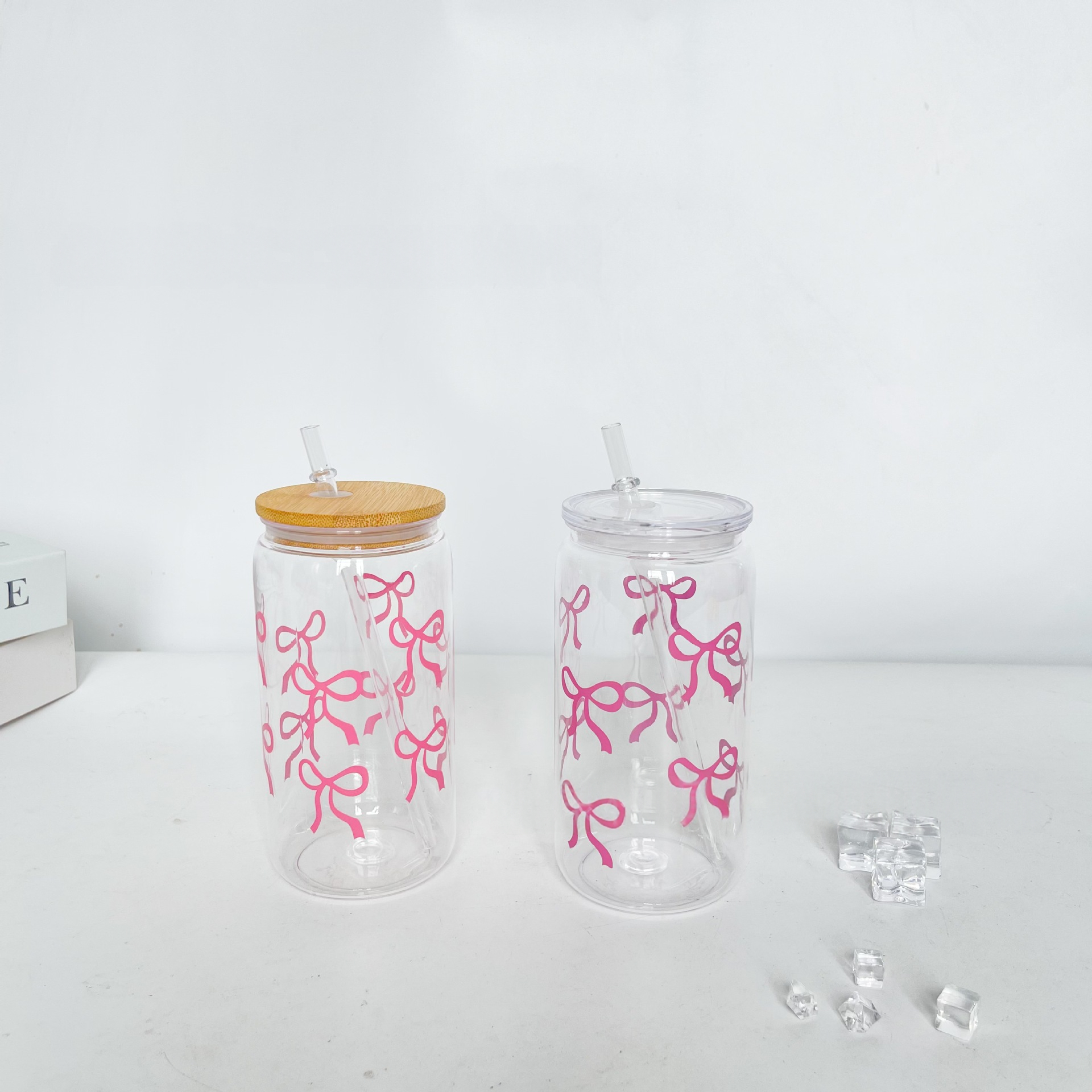 16 Oz Mason Cup With Bow Design Plastic Cup