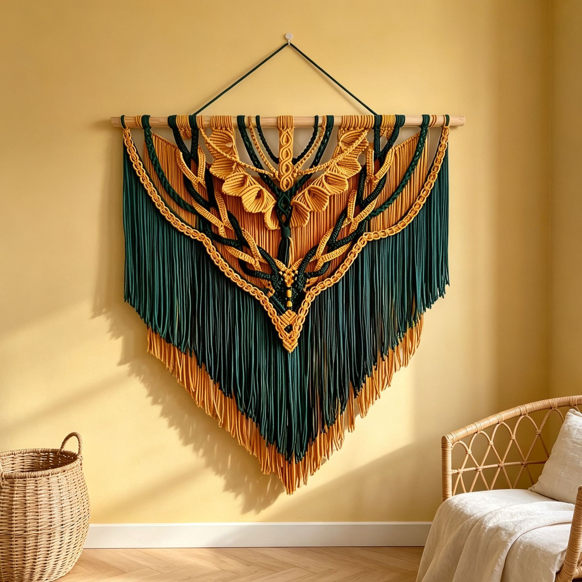 Hand-woven Cotton Rope Wall Hanging Tapestry