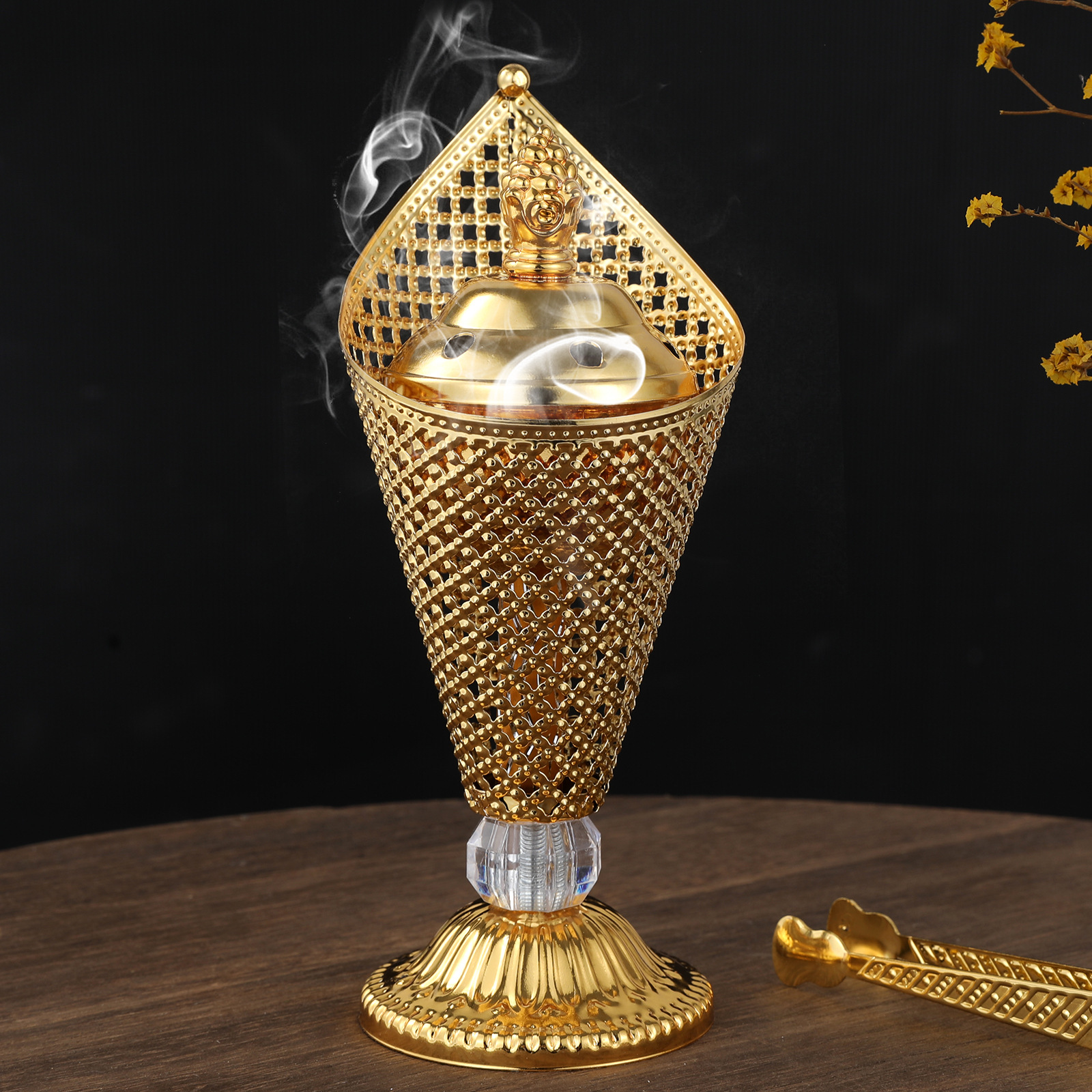 Golden Hollowed-Out Middle Eastern Incense Burner