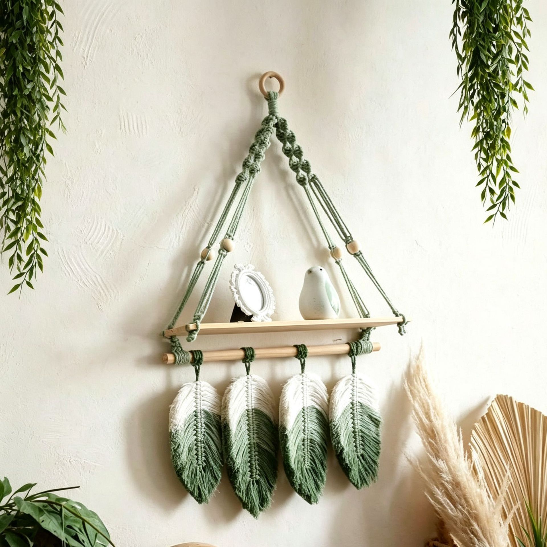 Bohemian-style Rope-woven Wall-mounted Shelf