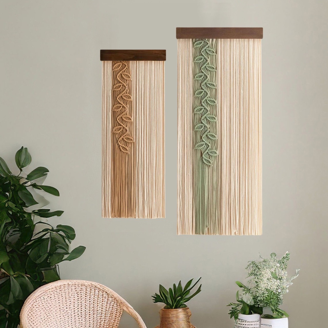 Bohemian-style Leaf Tassel Tapestry Hand-woven
