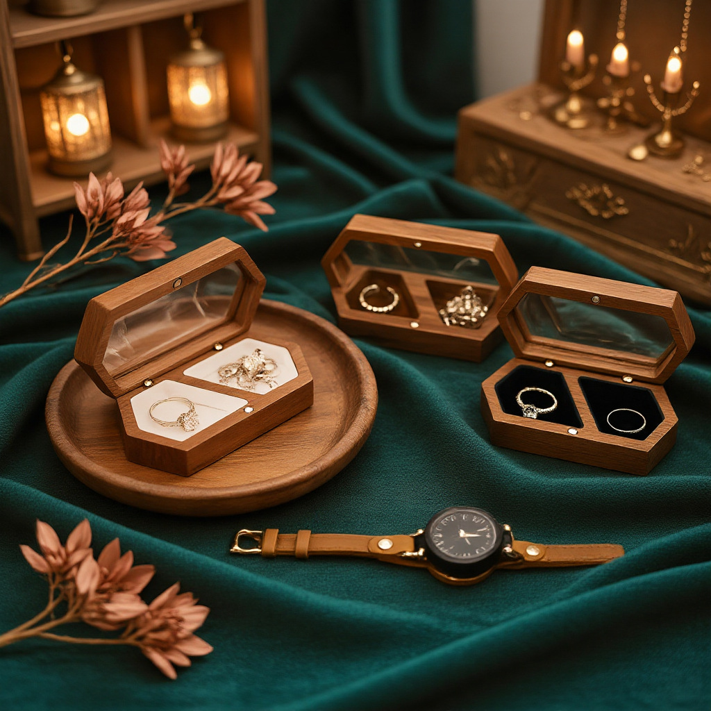 Portable Wooden Jewelry Box For Household Use