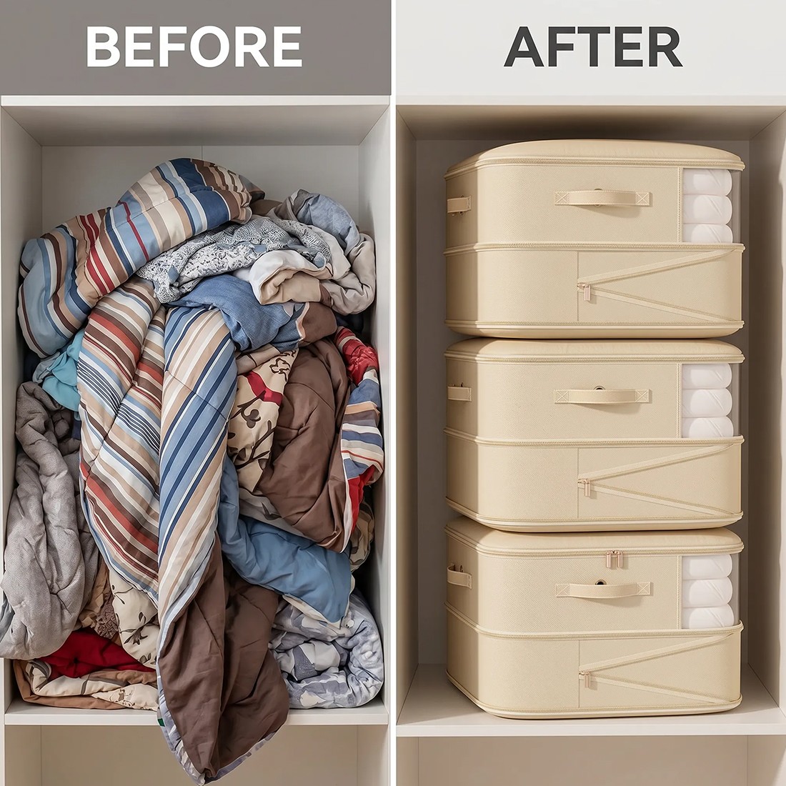4x Clothes Storage Bags With Zips Bedroom Large Collapsible Storage Box Bedding