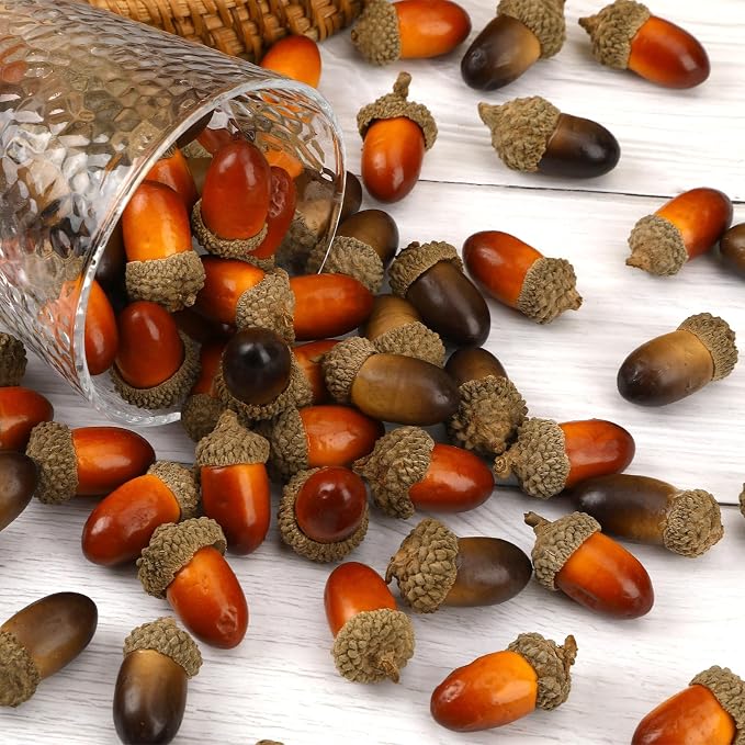 80-Piece Artificial Acorns Bulk Set For Thanksgiving, Fall Decor, DIY Crafts And Seasonal…