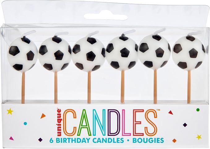 6-Piece Soccer Ball Birthday Cake Candles For Sports-Themed Party Decorations