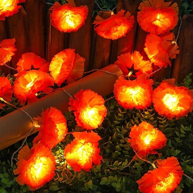 20 LED Artificial Marigold Flower String Lights 9.8FT USB Powered Garland For Festival…