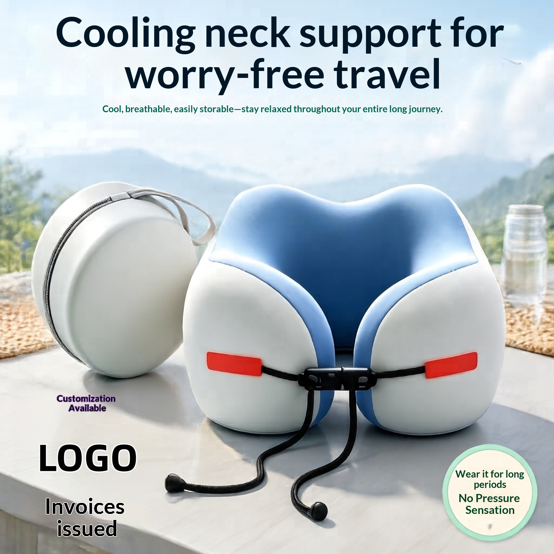 Source Factory U-shaped Airplane U-shaped Memory Foam Portable Headrest Ice Silk Neck…