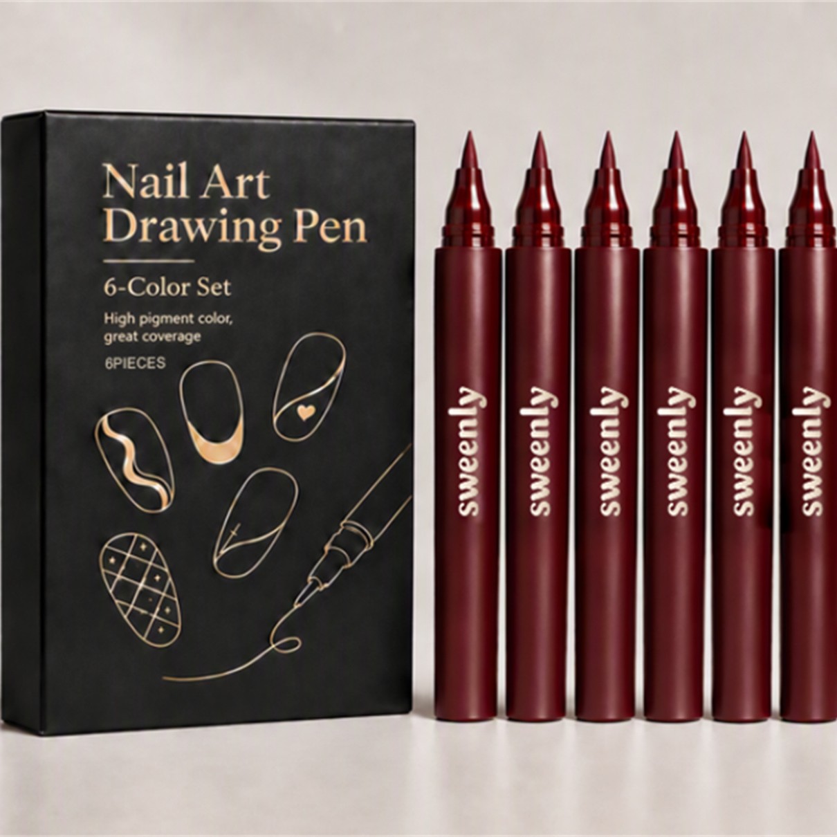 Nail Art Drawing Pen 6 Color Set