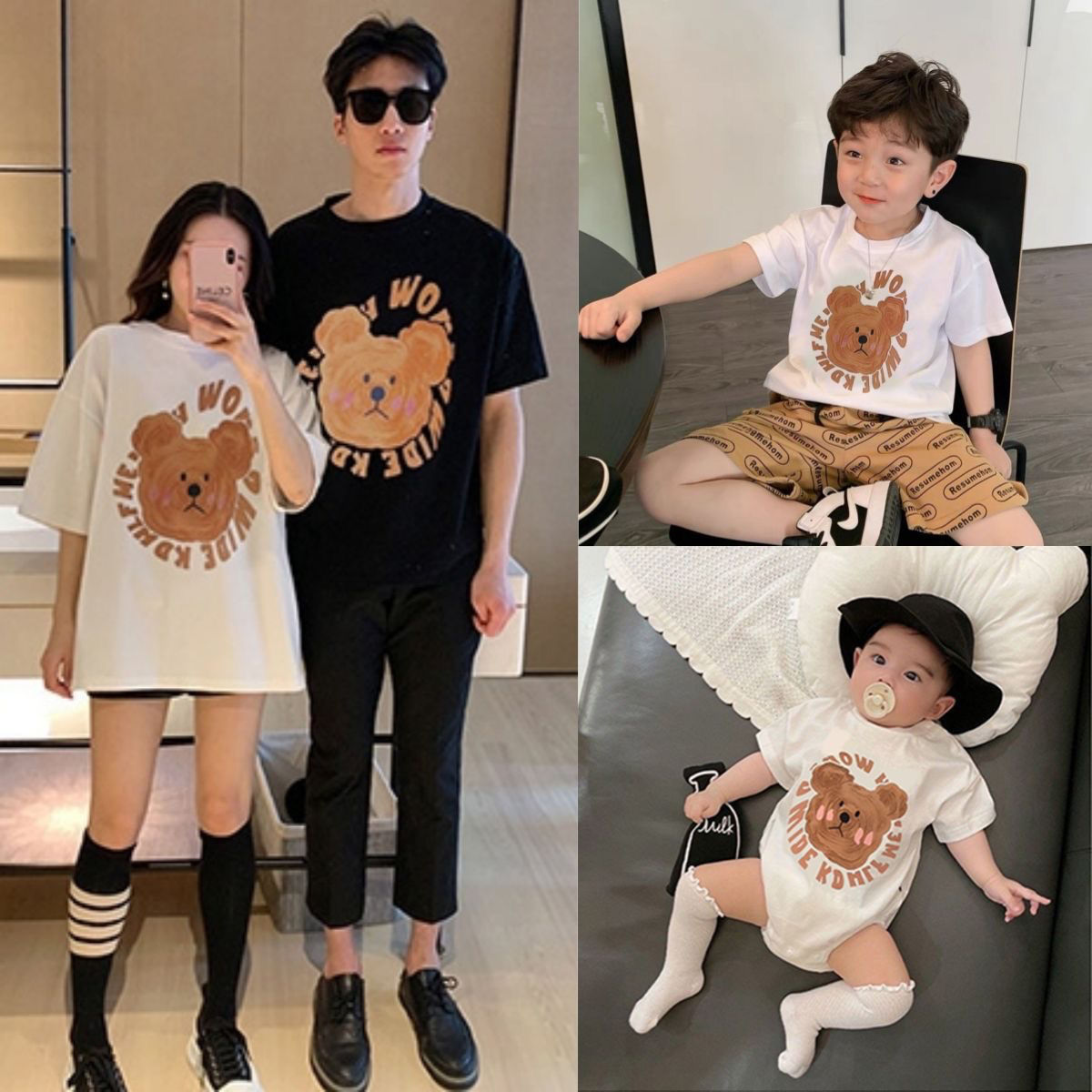 Summer Cotton Parent-child Outfits Tops For A Family Of Three