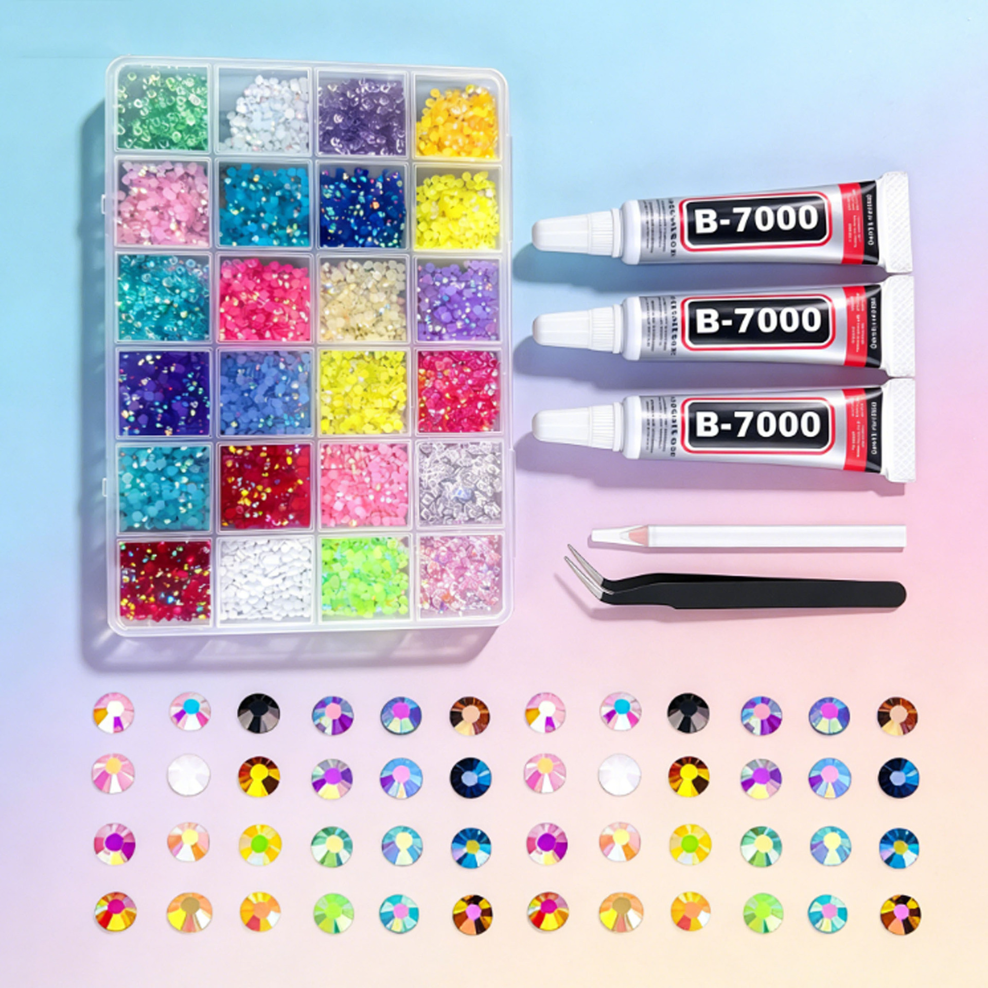 Pointed Resin Rhinestones Nail Art Decoration Set