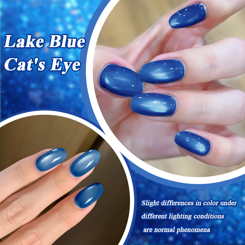 MS RAINBOW Lake Blue Cat Eye Gel Polish 02, Blue Magnetic Nail Gel, 8ml Soak Off UV LED…