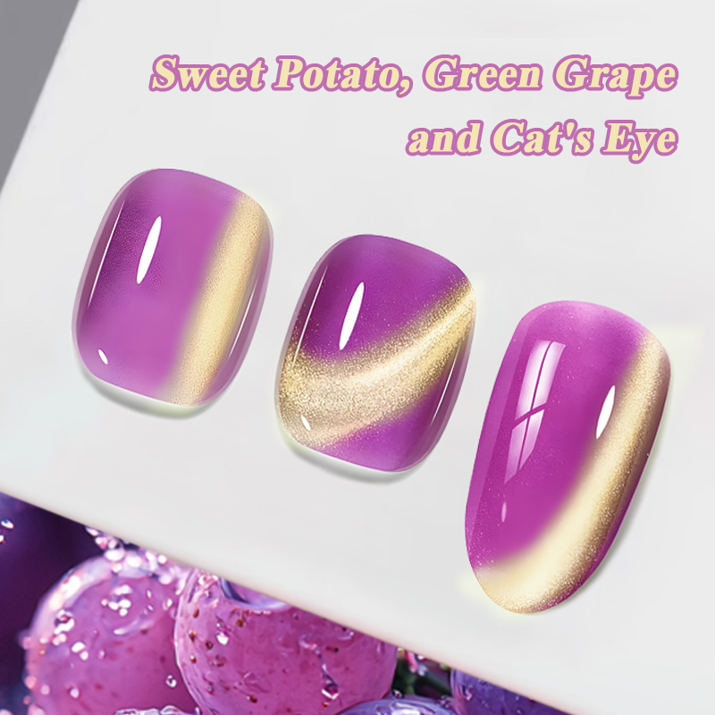 MS RAINBOW Cat Eye Gel Polish 01, Purple Gold Magnetic Nail Gel, 8ml Soak Off UV LED Nail…