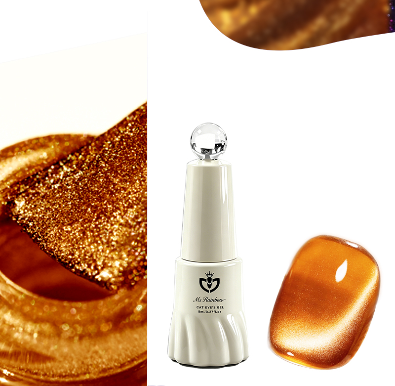 MS RAINBOW Amber Gold Cat Eye Gel Polish 04, Magnetic Nail Gel, 8ml Soak Off UV LED Nail…