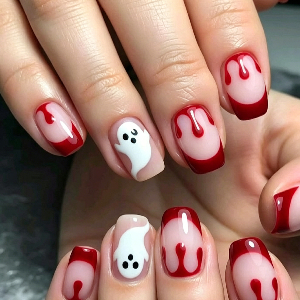 Blood-drop-style Horror Eyeball Dark-chic Baddie Outfit 24-piece Nail Sticker Set