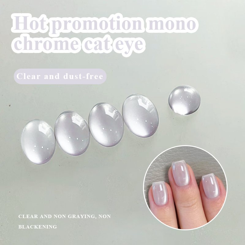 Ms Rainbow Starry Series 04 Clear Cat Eye Gel Polish, Glass Bead Shimmer Magnetic, Long…