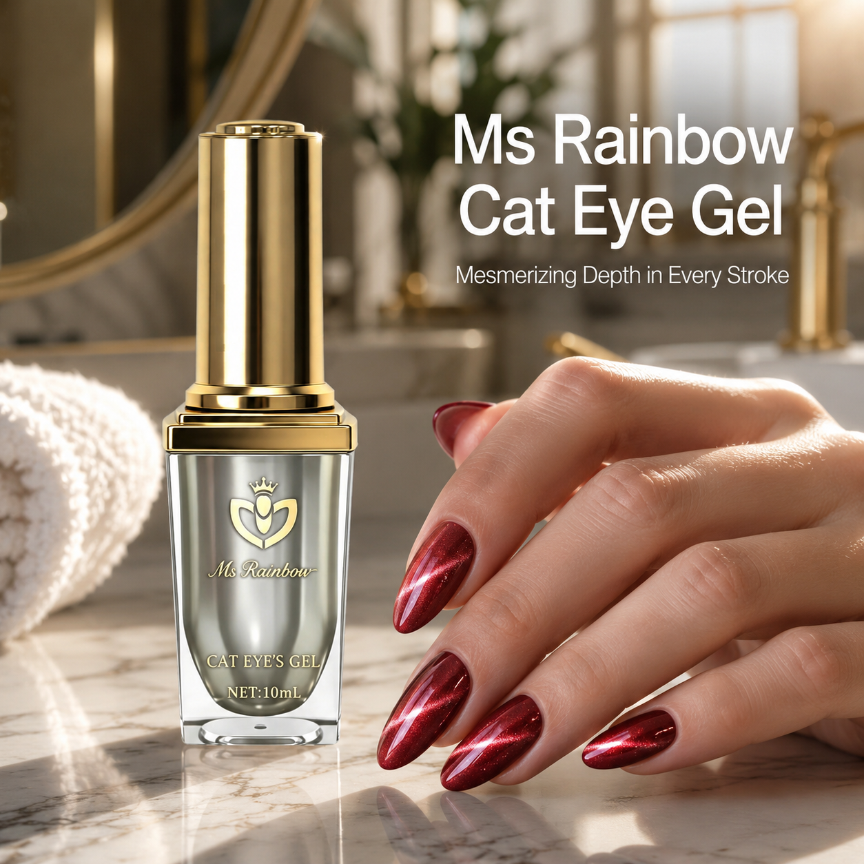 Ms Rainbow Starry Series Cat Eye Gel Polish,10ml,8 Colors Available,Glass Bead Shimmer…