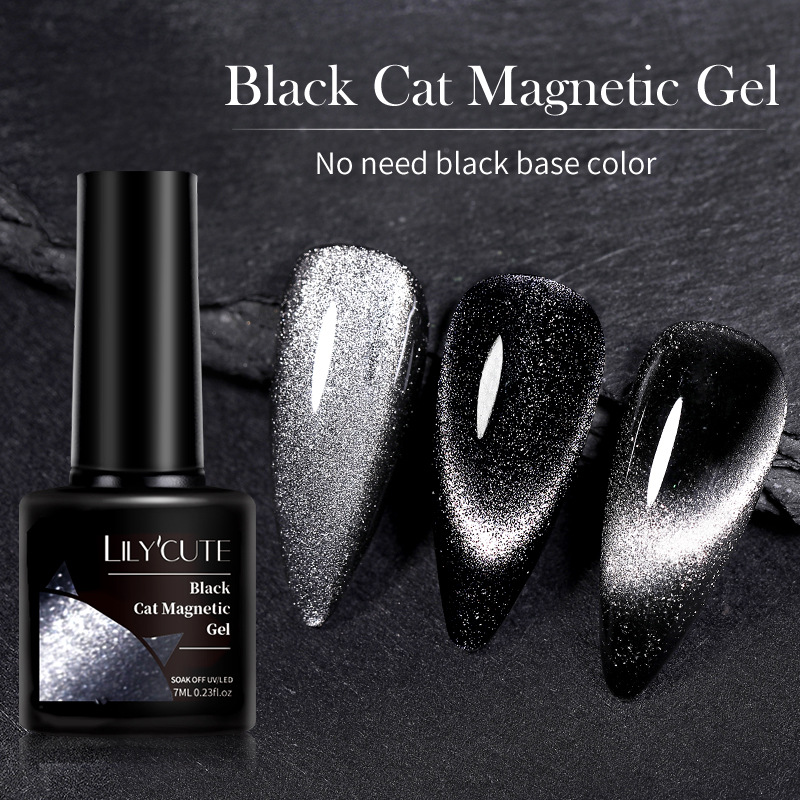 Ultra-Black Crystal Cat Eye High-Quality Black And Gray Pearlescent Crystal Nail Gel