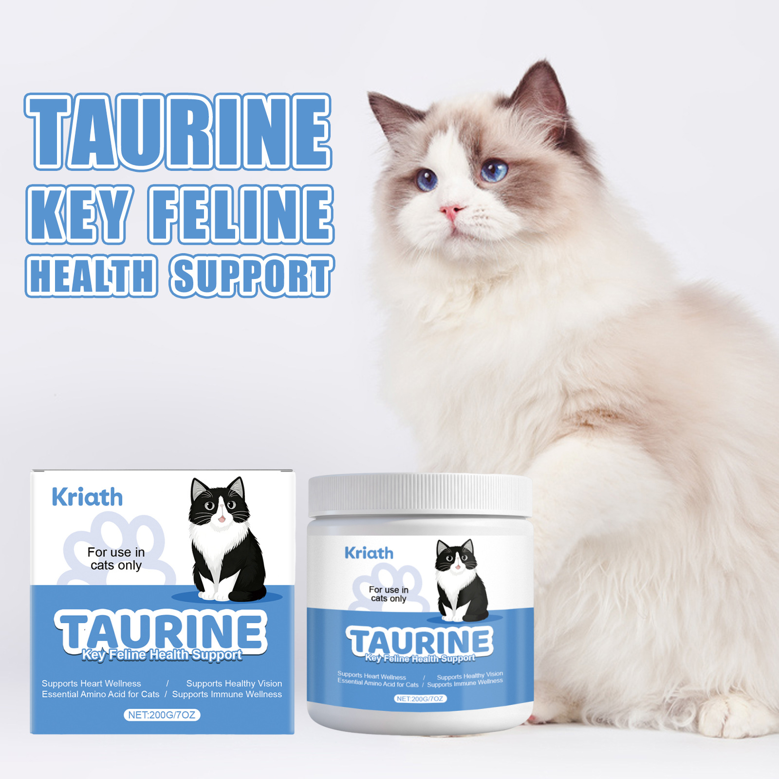 Kriath Taurine Powder For Cats - Gentle Formula For Daily Care And Nutritional Support Of…