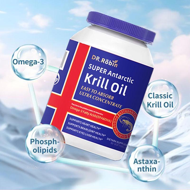 Dr. Robin Super Antarctic Krill Oil 60 Capsules Contains Omega 3 EPA DHA, Phospholipids…