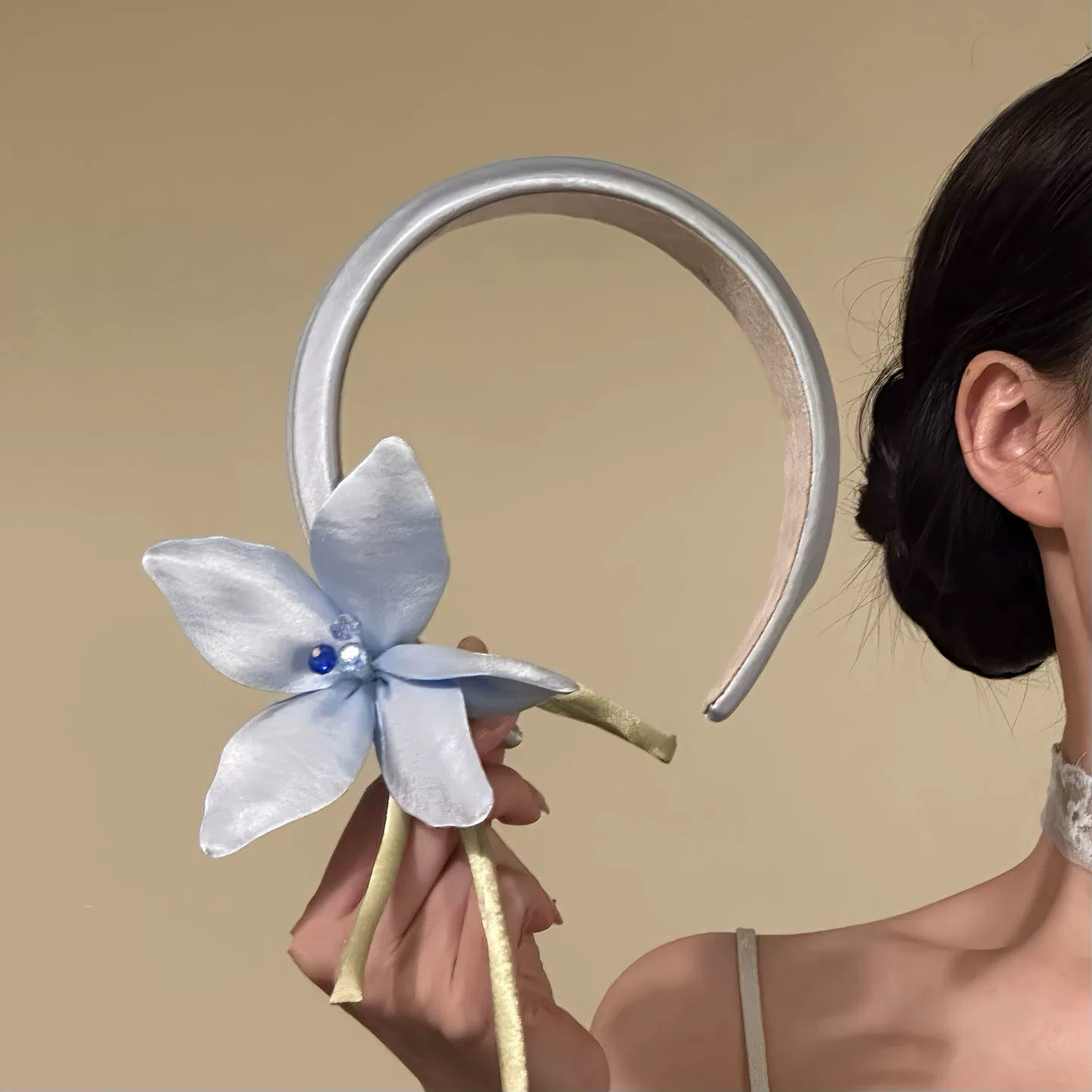 Blue Lily Flower Hairband Headpiece