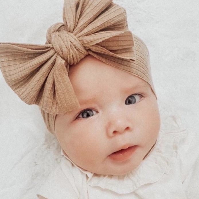 Baby Headband With Ribbed Fabric And Bow Hair Accessory