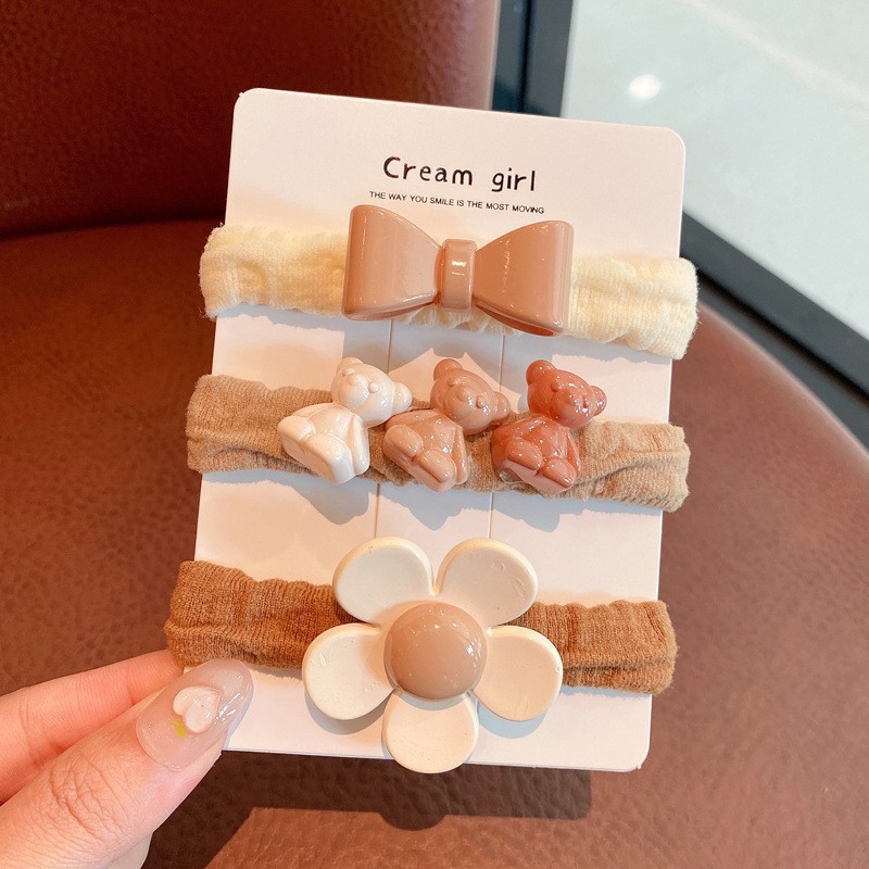 Milk Coffee-colored Little Bear Hair Tie For Girls Gentle On Hair