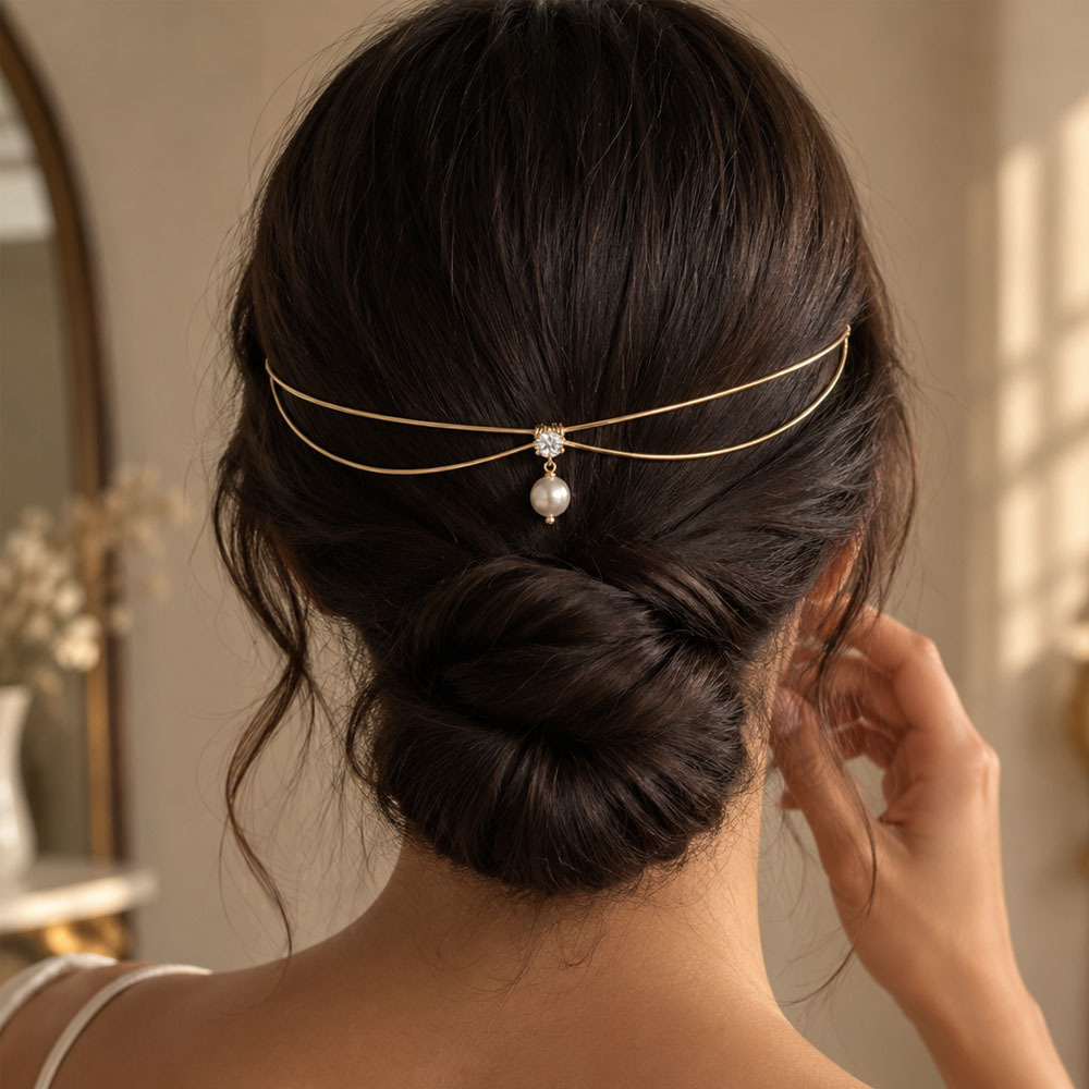 Retro Pearl Rhinestone Headband Hair Accessory For Women