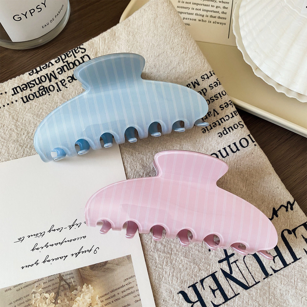 Personalized Striped Acetate Hair Clip For Women